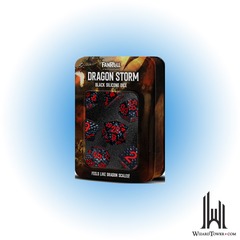 SET OF 7 SILICONE DICE: RED DRAGON STORM BLACK SCALES